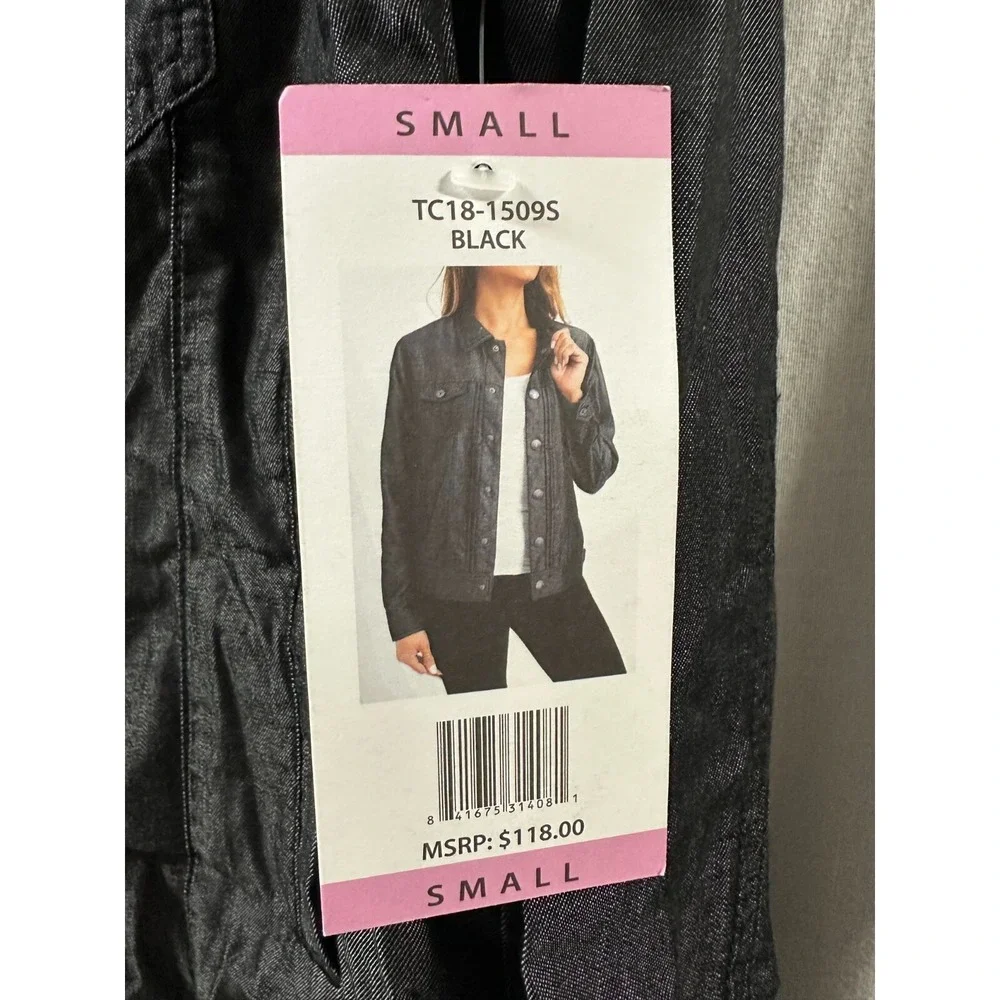 TAHARI ✨New✨ Button Up Tencil Pin Tuck Jacket/Overshirt TC18-1509S Blk/Charcoal
